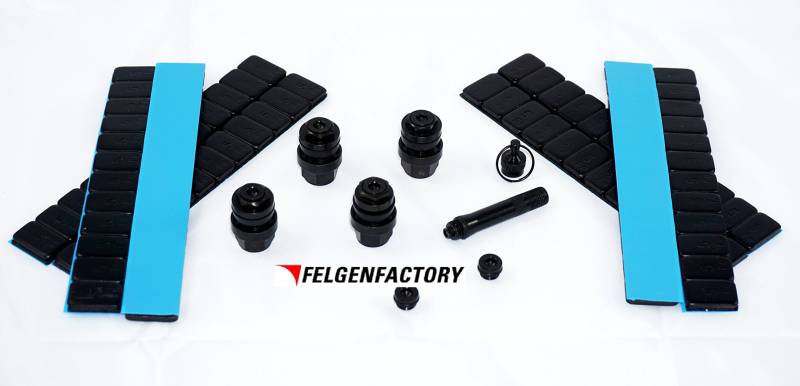 Felgenfactory 1x Set OptiVent versteckte unsichtbare Ventile 11,3mm + 480g Auswuchtgewichte schwarz von Felgenfactory