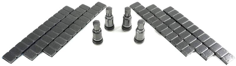 4x Aluventile Anthrazit/Grau 11,3mm Aluminium Ventil Felgenventile Metall + 360g Auswucht Gewichte von Felgenfactory