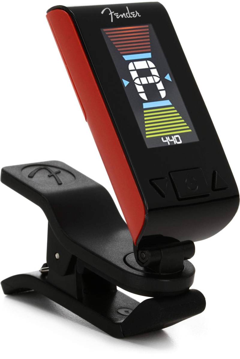 Fender Original Tuner (BQ 10), Helles LCD-Display, Vibrationsbasiertes Chromatisches Stimmen, Fiesta Red von Fender