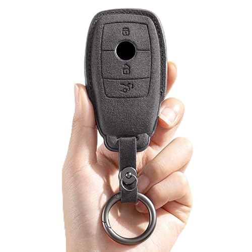 Schlüsselanhänger Halter Schutz kompatibel mit Mercedes Benz Remote Fob, Leder-Schlüsselanhänger für Mercedes Benz C E R S G S CLS CLK GLC ML GLE GLS SL SLR 3/4-Knopf-Schlüsselanhänger Schlüsseletui von FengDeLu