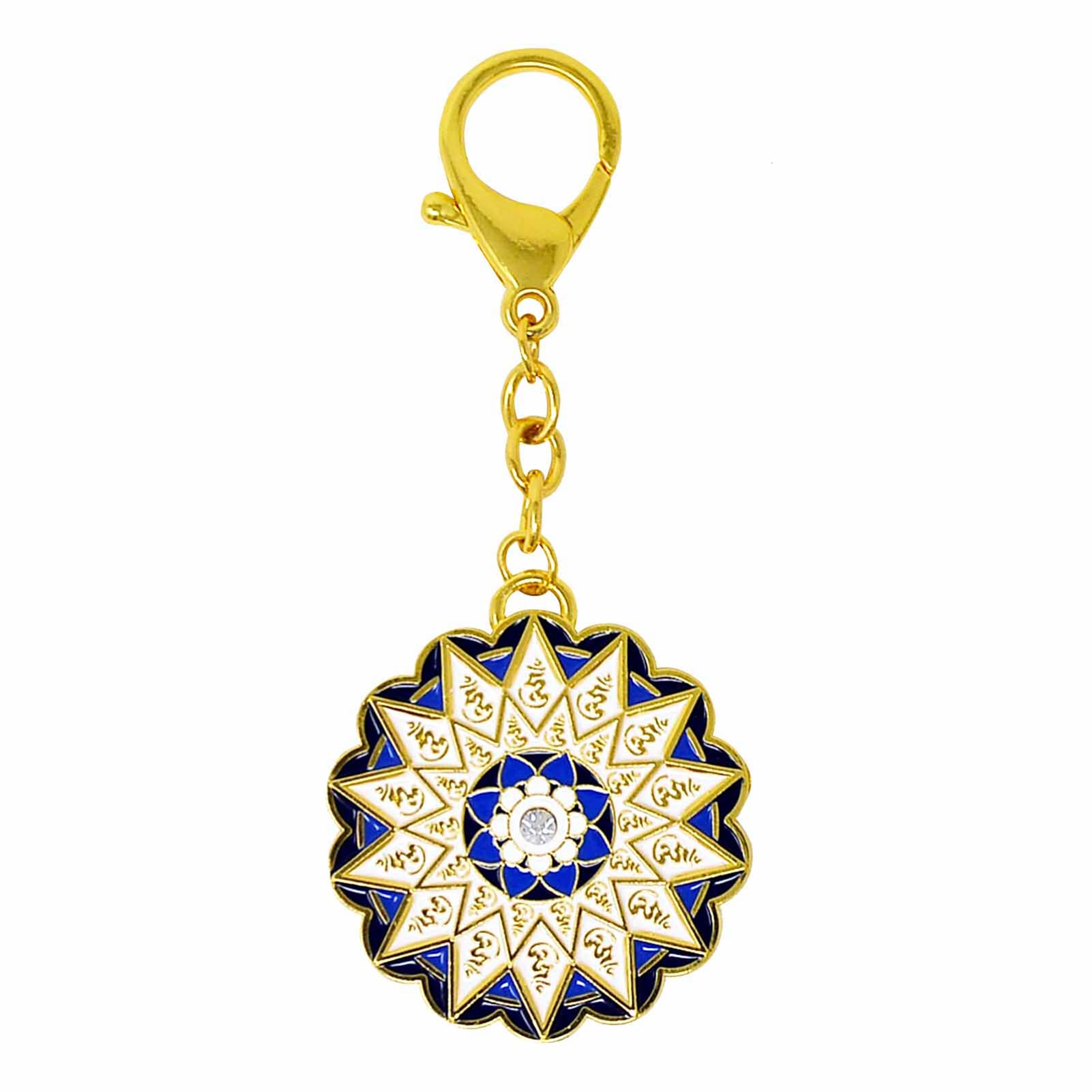 Feng Shui 28 Hums Lotus Schutzrad Amulett Verdrängen negative Effekte Schlüsselanhänger, Blau, 11.5 * 5cm/4.5 * 1.9in von Fengshuibringluck