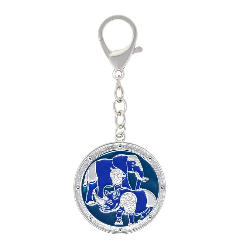 Fengshuibringluck Gepanzertes Nashorn & Elefant Schlüsselanhänger Amulett zur Vermeidung von Gewalt, blau, 11,7 x 5 cm, Blau, 11.7 * 5cm/4.6 * 1.9IN von Fengshuibringluck