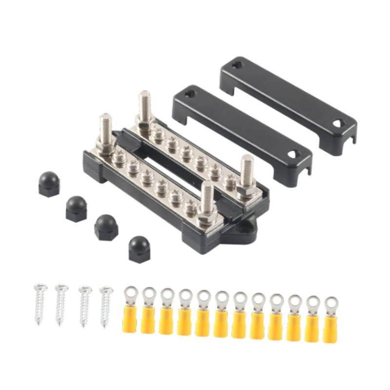 Fenteer 6 Weg Stromverteilung Block 150A mit Abdeckung Bus Bar Batterie Sammelschiene für ATV Boot UTV Auto Automotive, Schwarzer Einband von Fenteer