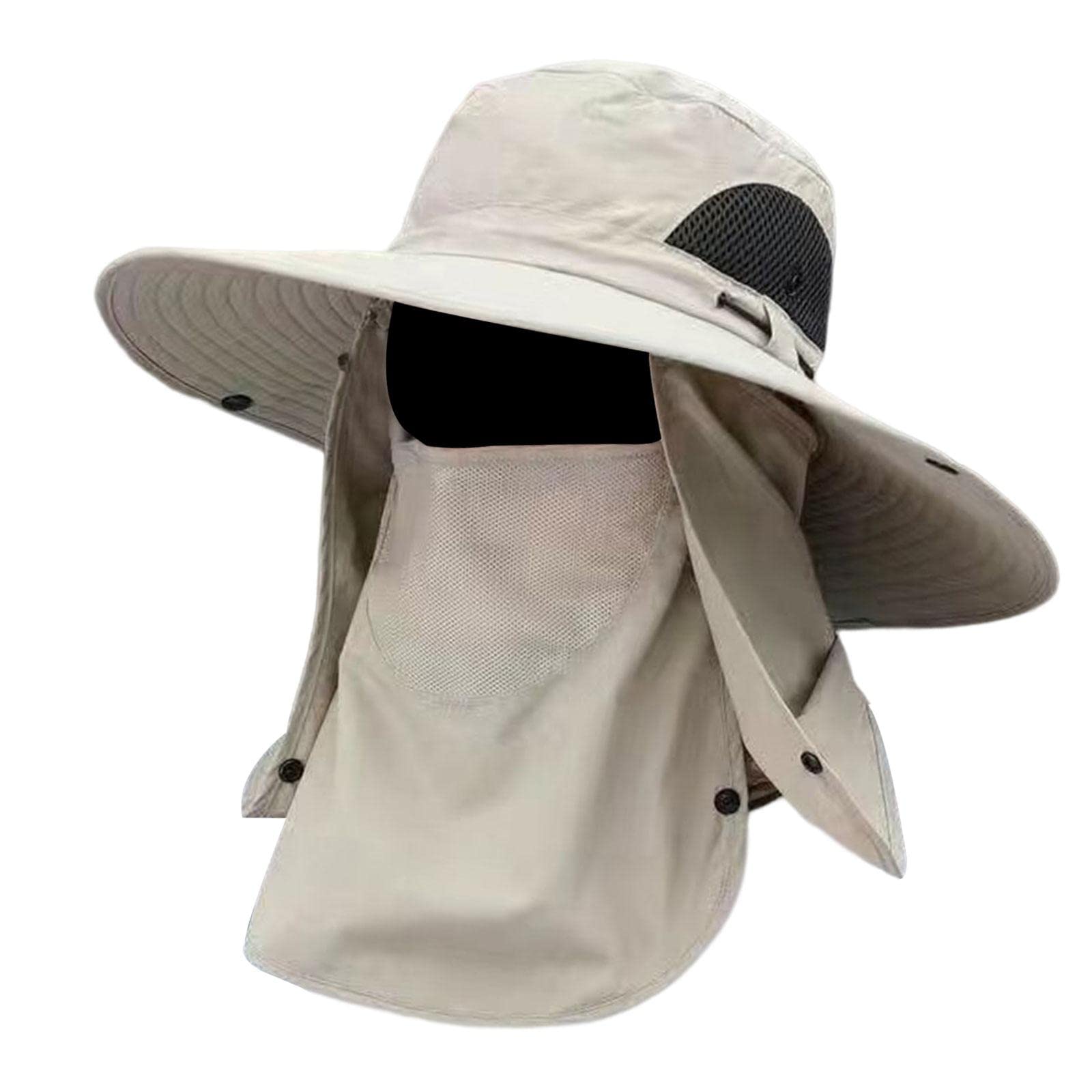 Fenteer Sonnenkappe mit abnehmbarem Gesicht, Nackenschutz, Schutz, faltbar, atmungsaktiv, Fischerhut, für Unisex, Wandern, Reisen, Strand, Sommer, Beige von Fenteer