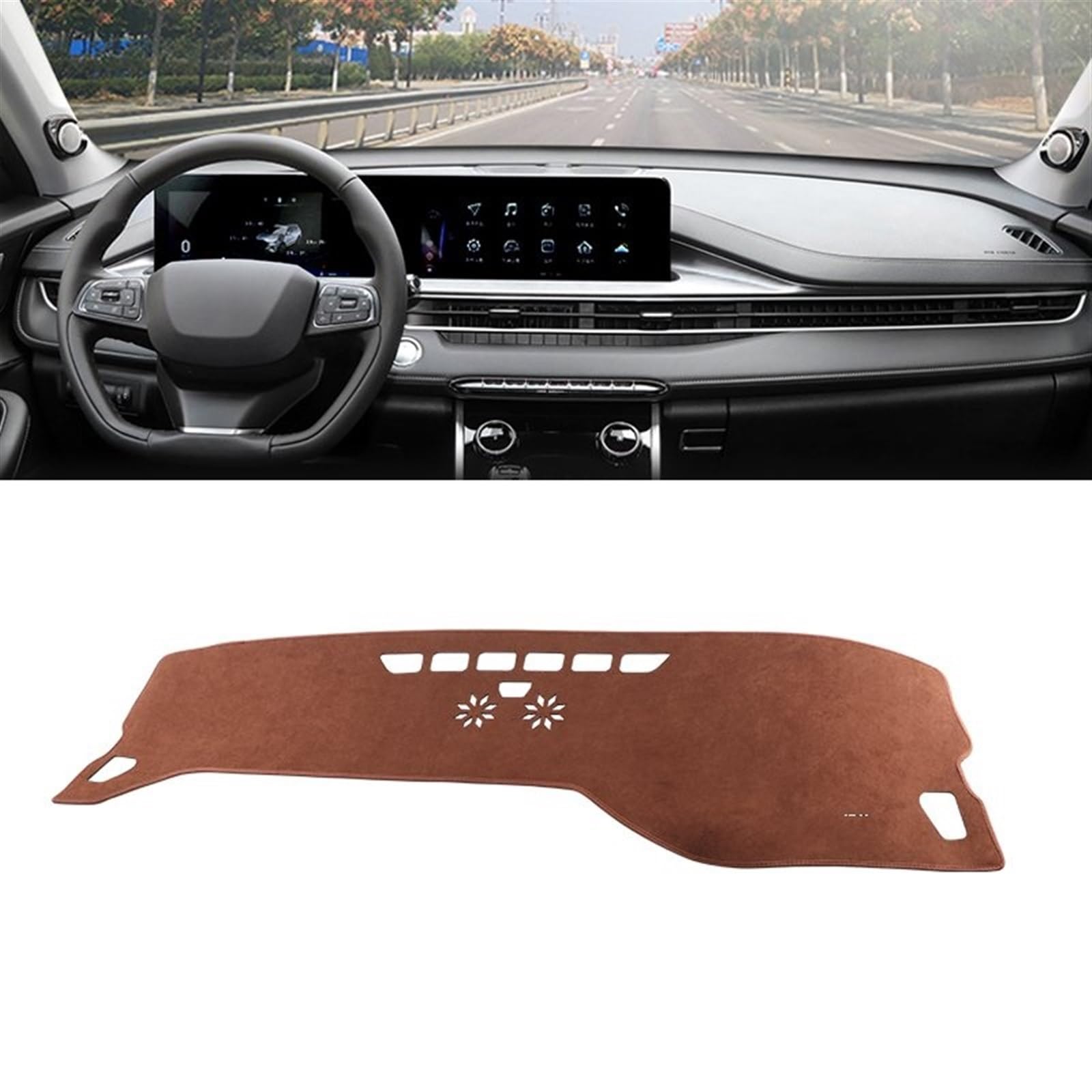 Armaturenbrett Matte Teppich Für Chery Für Tiggo 7 Pro Max Hybrid 2021 2022 2023 Auto Armaturenbrettabdeckung Sonnenschutz Vermeiden Sie Lichtmatten Instrumententeppich Shade Board Pad(B Brown) von Feoosvx