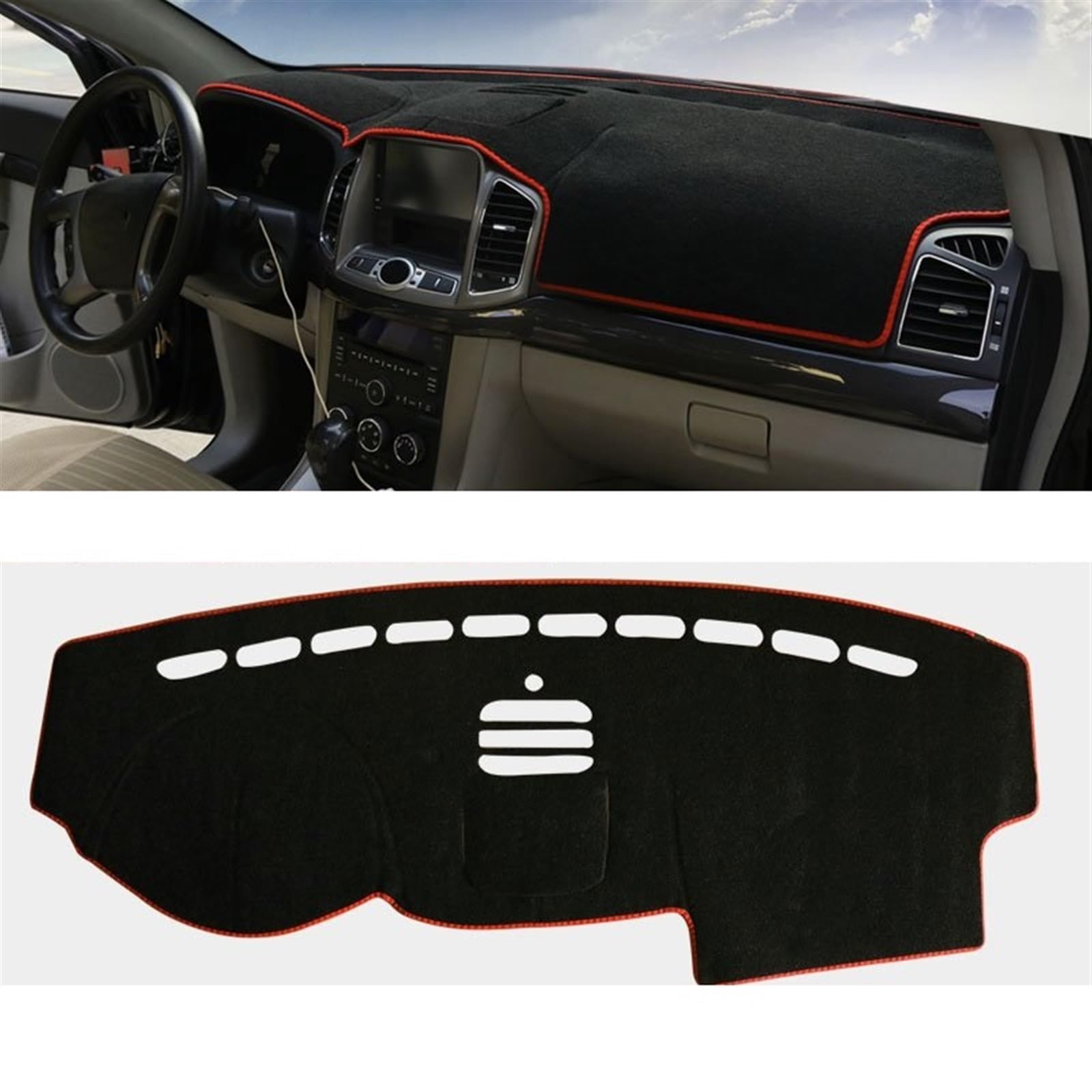 Armaturenbrett Matte Teppich Für Chevrolet Für Captiva C100 C140 2006-2017 2018 2019 Auto-Armaturenbrett-Abdeckungsmatten Vermeiden Sie Lichtpads Anti-UV-Gehäuseteppiche Shade Board Pad(LHD Red Side) von Feoosvx