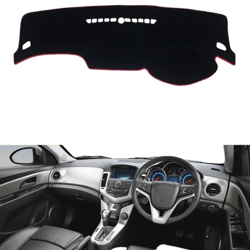 Armaturenbrett Matte Teppich Für Chevrolet Für Cruze 2009-2012-2015 Zubehör Auto Dashboard Abdeckung Dash Matte Sonnenschutz Pad Instrume Panel Teppiche Shade Board Pad(RHD Red Side) von Feoosvx