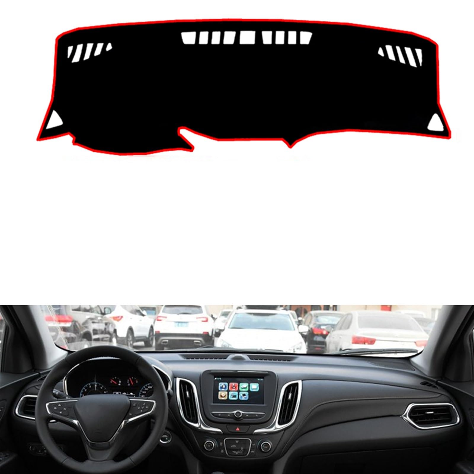 Armaturenbrett Matte Teppich Für Chevrolet Für Equinox 2018 2019 Rechts- Und Linkslenker Auto Armaturenbrett Abdeckungen Matte Schatten Kissen Pad Teppiche Shade Board Pad(Black Edge,Linkslenker) von Feoosvx