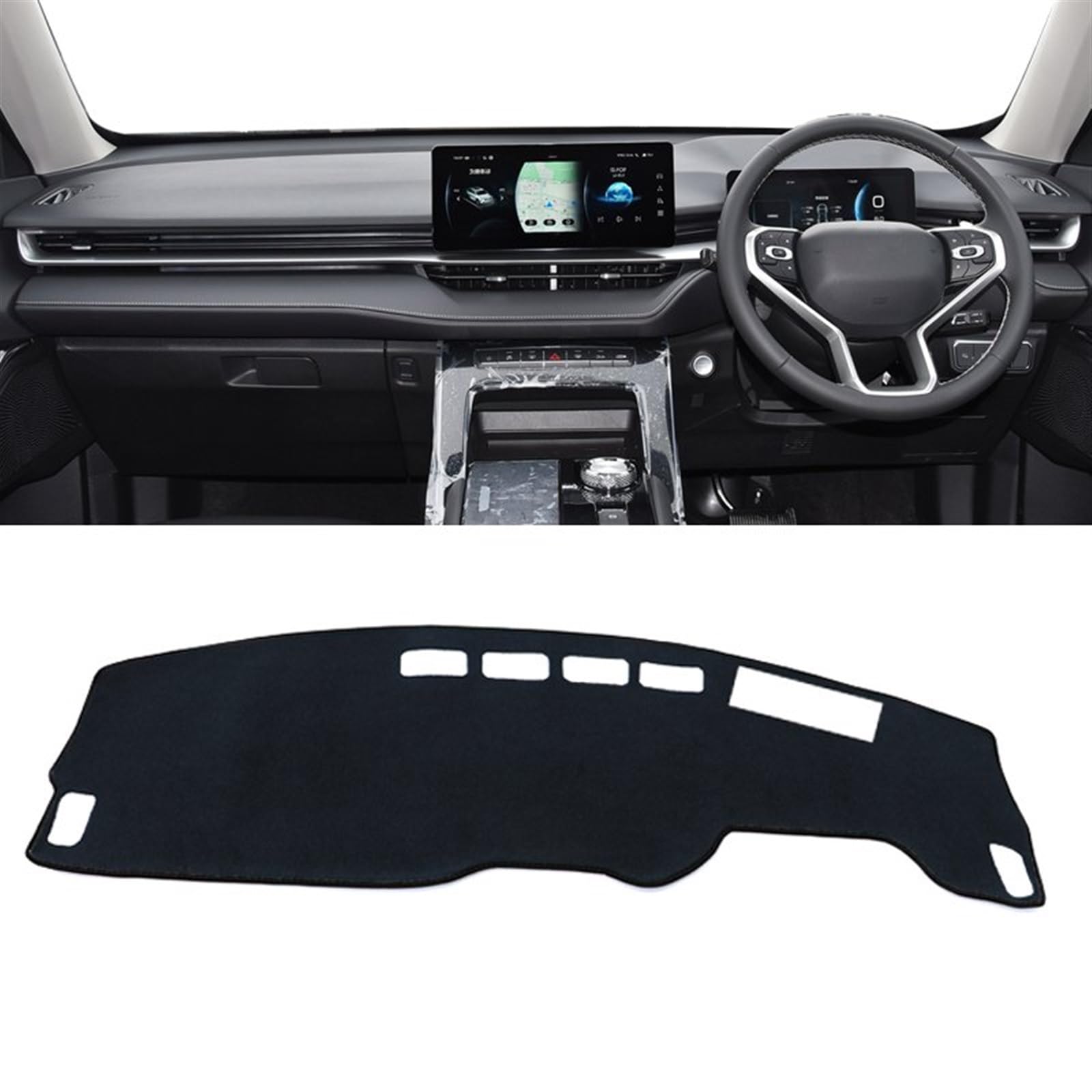 Armaturenbrett Matte Teppich Für Haval H6 3. Generation 2021 2022 2023 DHT-PHEV Auto Armaturenbrett Lichtmatten Instrumentenplattform-Abdeckung Matten Teppiche Shade Board Pad(RHD Black Side) von Feoosvx