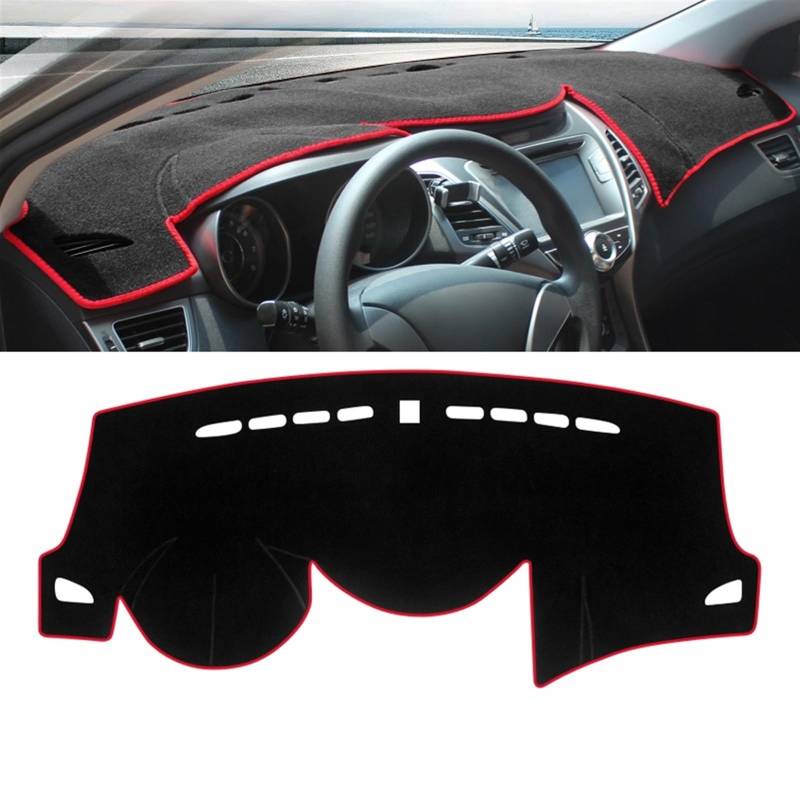 Armaturenbrett Matte Teppich Für Hyundai Für Elantra MD UD 2011 2012 2013 2014 2015 Auto Armaturenbrett Abdeckung Sonnenschutz Vermeiden Licht Matte Instrument Teppiche Shade Board Pad(A LHD Red Side) von Feoosvx