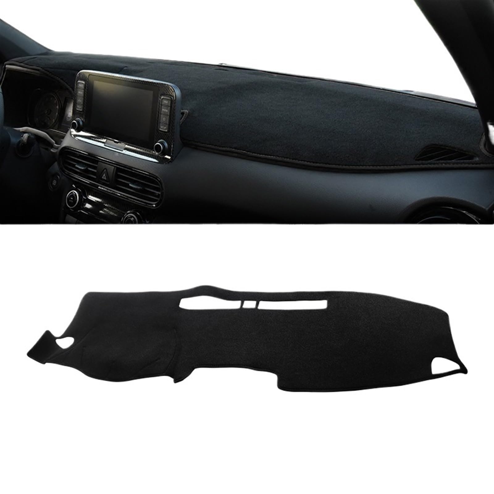 Armaturenbrett Matte Teppich Für Hyundai Für Kona N Linie 2017 2018 2019 2020 2021 2022 Armaturenbrettabdeckung Vermeiden Sie Lichtpad Sonnenschutz Anti-UV-Teppiche Shade Board Pad(A Black Side) von Feoosvx