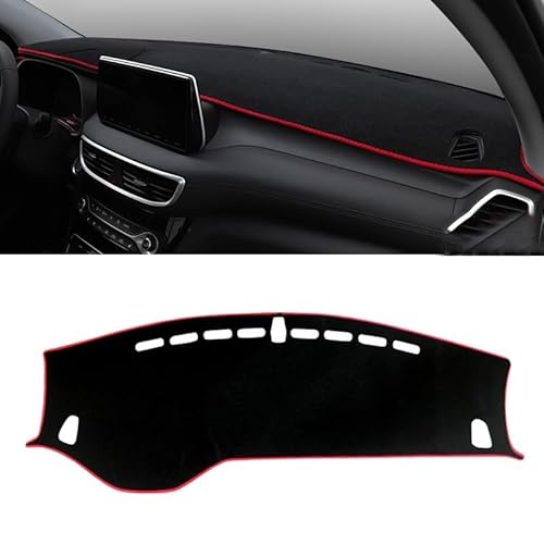 Armaturenbrett Matte Teppich Für Hyundai Für Tucson 2015 2016 2017 2018 2019 2022 Auto Dashboard Vermeiden Licht Pad Instrument Plattform Abdeckung Teppiche Shade Board Pad(LHD 2019-2020 Red) von Feoosvx