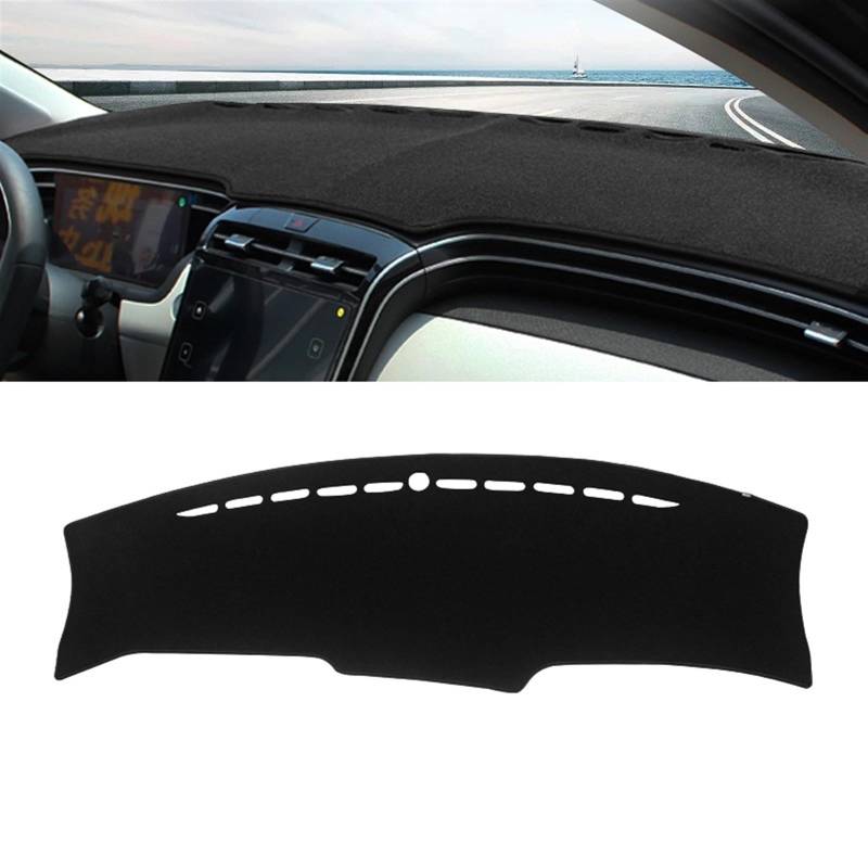 Armaturenbrett Matte Teppich Für Hyundai Für Tucson NX4 2021 2022 2023 2024 Auto-Armaturenbrett-Abdeckung, Vermeiden Sie Leichte Matte, Instrumententafel-Teppiche Shade Board Pad(A LHD Black Side) von Feoosvx