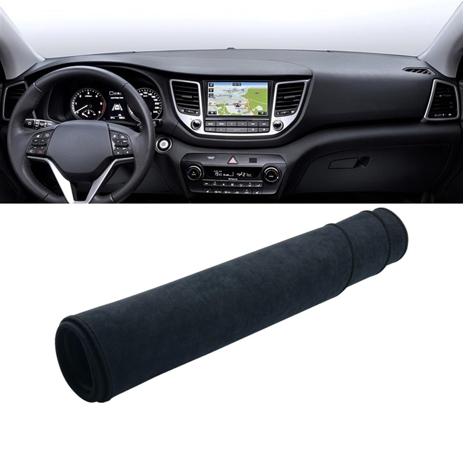 Armaturenbrett Matte Teppich Für Hyundai Für Tucson TL 2015 2016 2017 2018 Auto Armaturenbrett Abdeckung Matte Anti-UV rutschfeste Pad Instrument Teppiche Schutz Shade Board Pad(B LHD Black) von Feoosvx