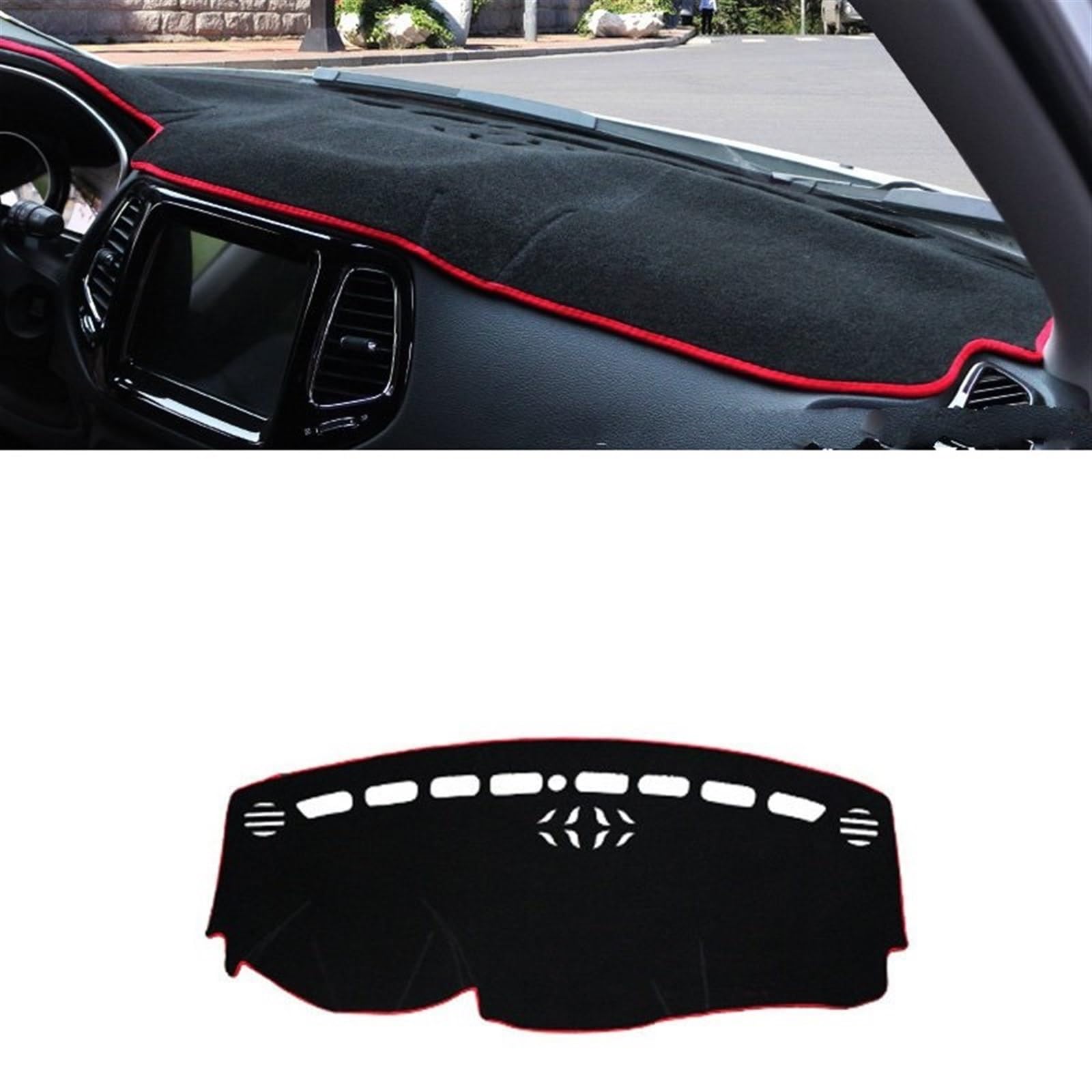 Armaturenbrett Matte Teppich Für Jeep Für Compass MP M6 2017 2018 2019 2020 Auto-Armaturenbrett Vermeiden Lichtmatte Instrumentenplattform Schreibtischabdeckung Matten Teppiche Shade Board Pad(LHD Red von Feoosvx