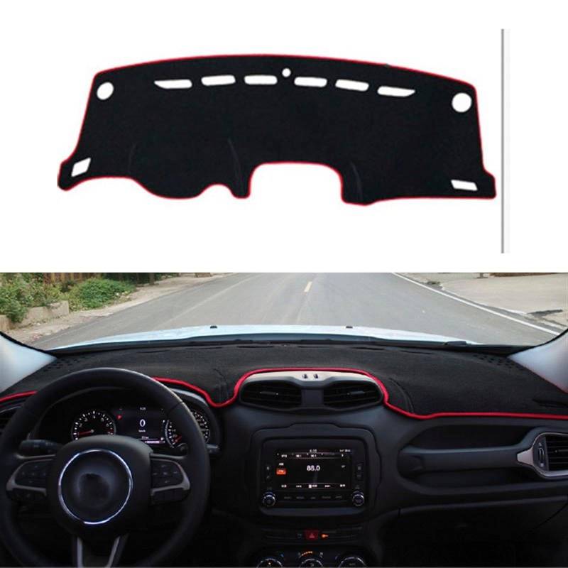 Armaturenbrett Matte Teppich Für Jeep Für Renegade BU 2015 2016 2017 2018 2019 2020 2021 2022 Auto-Armaturenbrett Vermeiden Lichtmatte Instrument Schreibtischabdeckung Matten Shade Board Pad(Red Side) von Feoosvx