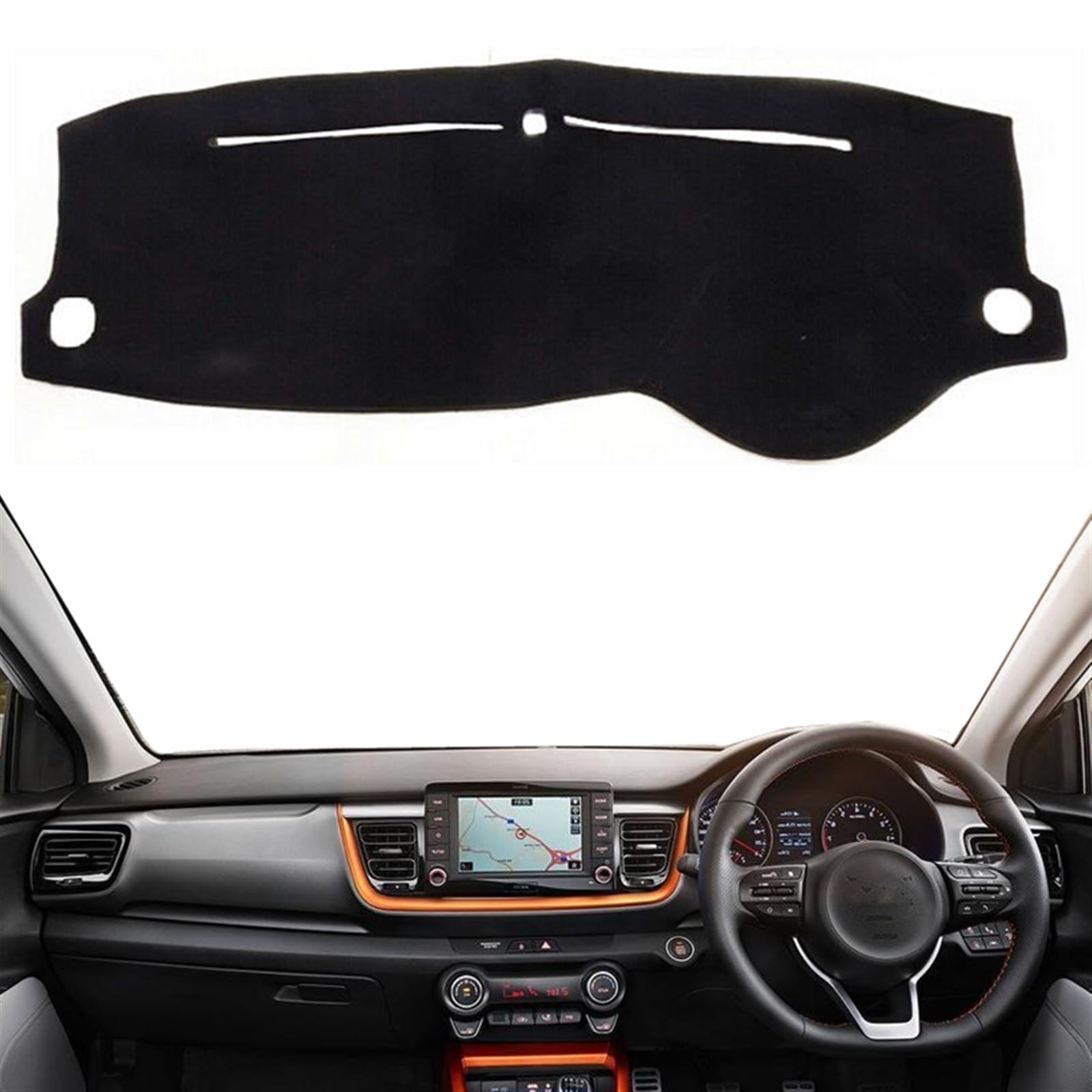 Armaturenbrett Matte Teppich Für Kia Für STONIC 2017 2018 2019 2020 2021 2022 2023 2024 Auto Dashboard Abdeckung Matte Pad Dashmat Sonnenschirm Teppich beschützer Shade Board Pad(Black(Red Edge),Recht von Feoosvx