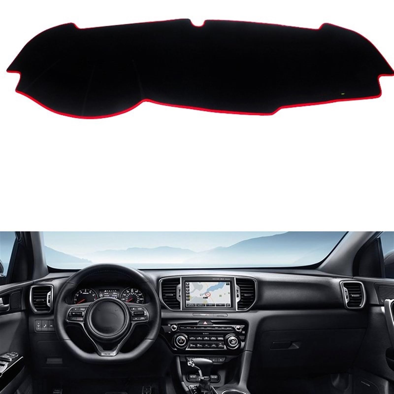 Armaturenbrett Matte Teppich Für Kia Für Sportage 2016 2017 2018 2019 2020 Auto-Armaturenbrett Vermeiden Lichtmatte Instrumentenplattform Schreibtischabdeckung Matten Teppiche Shade Board Pad(LHD Red von Feoosvx