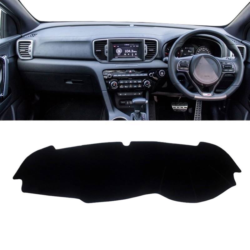 Armaturenbrett Matte Teppich Für Kia Für Sportage 4 2016 2017 2018 2019 2020 2021 Auto-Armaturenbrett vermeiden Lichtmatte Instrumentenplattform Schreibtischabdeckung Shade Board Pad(A Black Side RHD) von Feoosvx