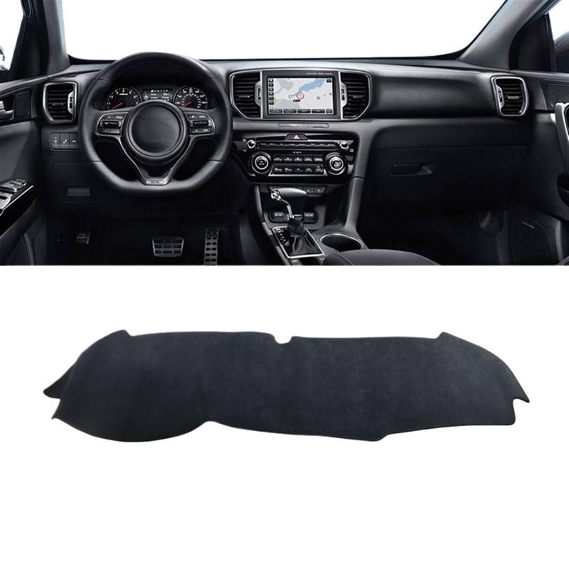 Armaturenbrett Matte Teppich Für Kia Für Sportage 4 2016 2017 2018 2019 2020 2021 Auto-Armaturenbrett vermeiden Lichtmatte Instrumentenplattform Schreibtischabdeckung Shade Board Pad(B Black LHD) von Feoosvx