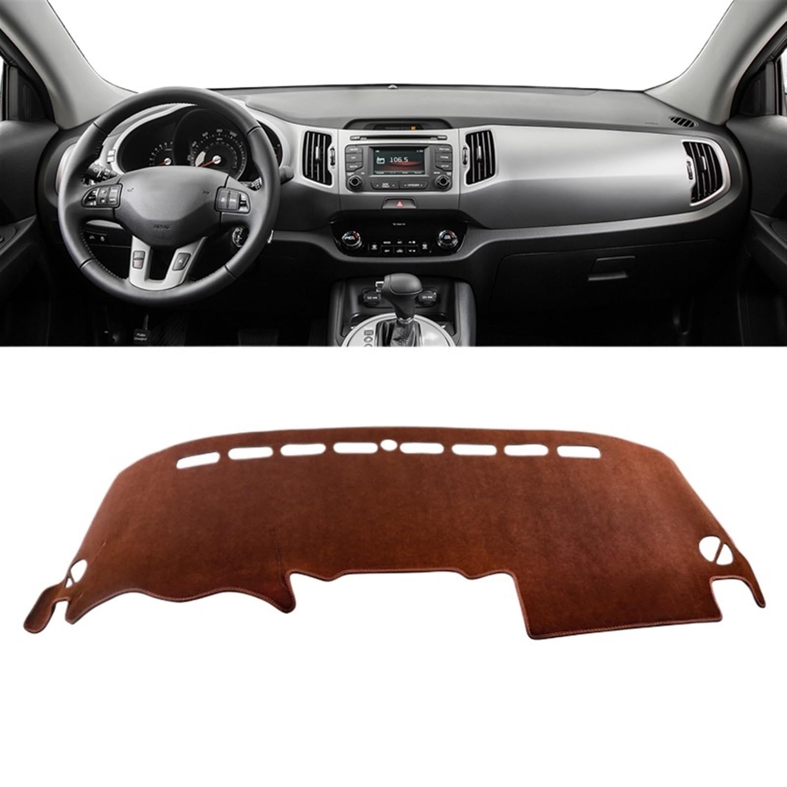 Armaturenbrett Matte Teppich Für Kia Für Sportage R 3. 2011 2012 2013 2014 2015 LHD Auto Armaturenbrett Abdeckung Matten Vermeiden Licht Pads Anti-UV Shade Board Pad(B Brown) von Feoosvx