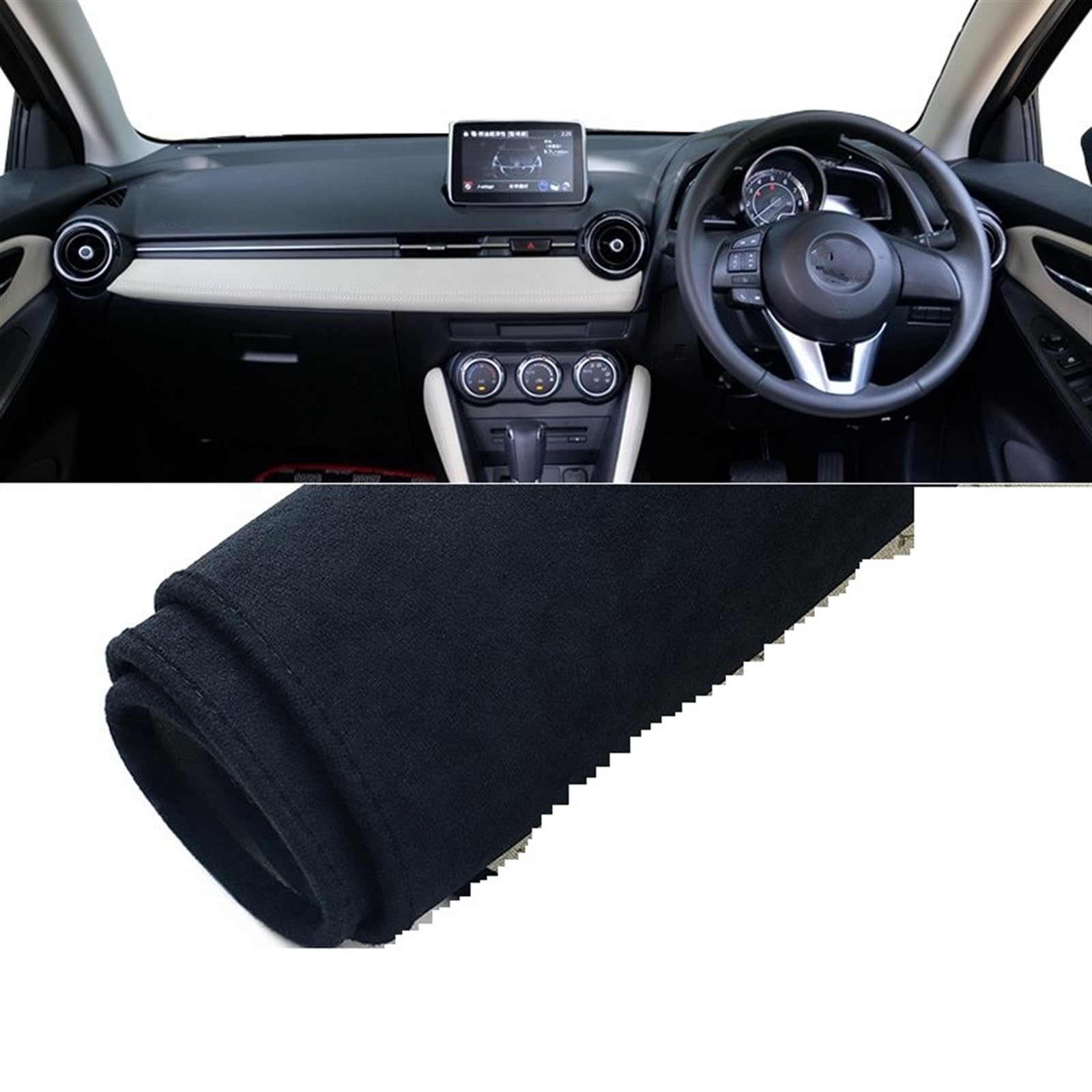 Armaturenbrett Matte Teppich Für Mazda 2 DJ DL 2015 2016 2017 2018 2019 2020 2021 2022 2023 Auto Armaturenbrett Abdeckung Matte Rutschfester Instrumententeppich Shade Board Pad(B RHD Black) von Feoosvx