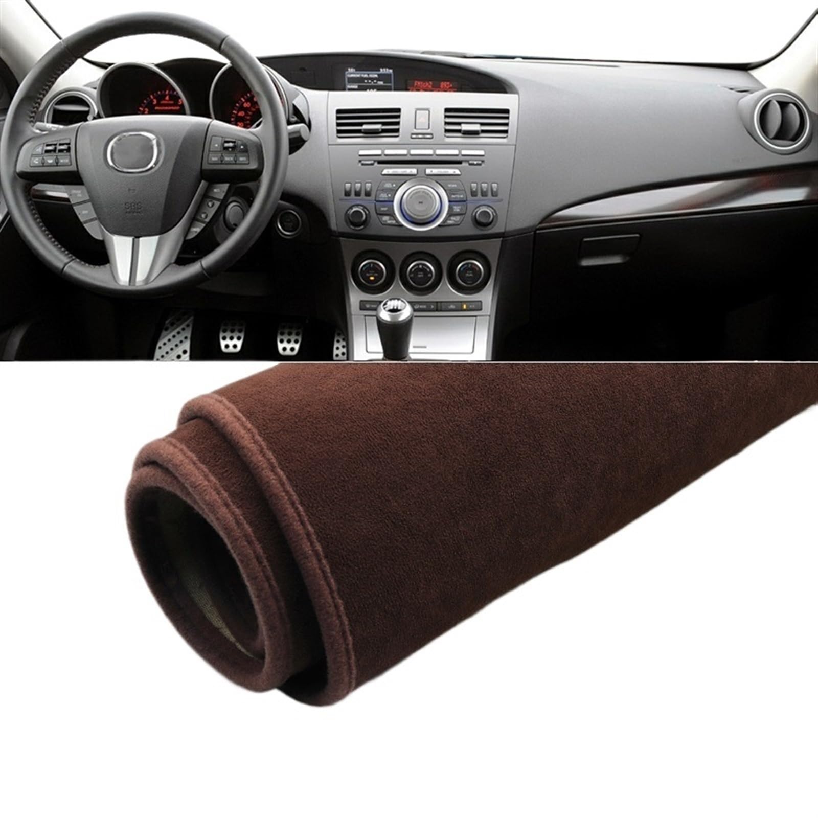 Armaturenbrett Matte Teppich Für Mazda 3 M3 BL 2010 2011 2012 2013 Auto Armaturenbrett Abdeckung Sonnenschutz Vermeiden Licht Matte rutschfeste Pad Instrument Teppiche Shade Board Pad(B Brown) von Feoosvx