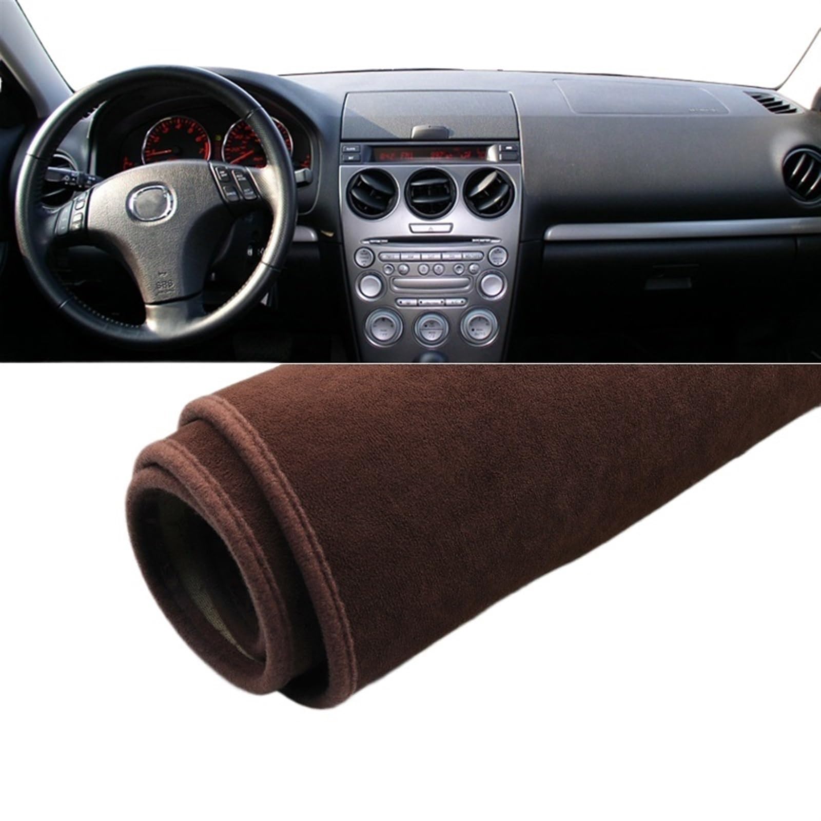 Armaturenbrett Matte Teppich Für Mazda 6 GG 2002 2003 2004 2005 2006 2007 Auto-Armaturenbrett-Abdeckung, rutschfeste Matte, Instrumententafel-Teppiche Shade Board Pad(B LHD Brown) von Feoosvx