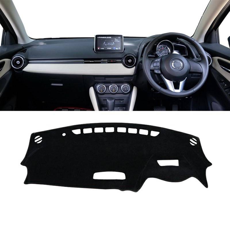 Armaturenbrett Matte Teppich Für Mazda CX-3 CX 3 CX3 2014 2015 2016 2017 2018 2019 2020 2021 2022 2023 Auto-Armaturenbrett-Abdeckung, Anti-UV-Anti-Rutsch-Matten Shade Board Pad(A RHD Black Side) von Feoosvx