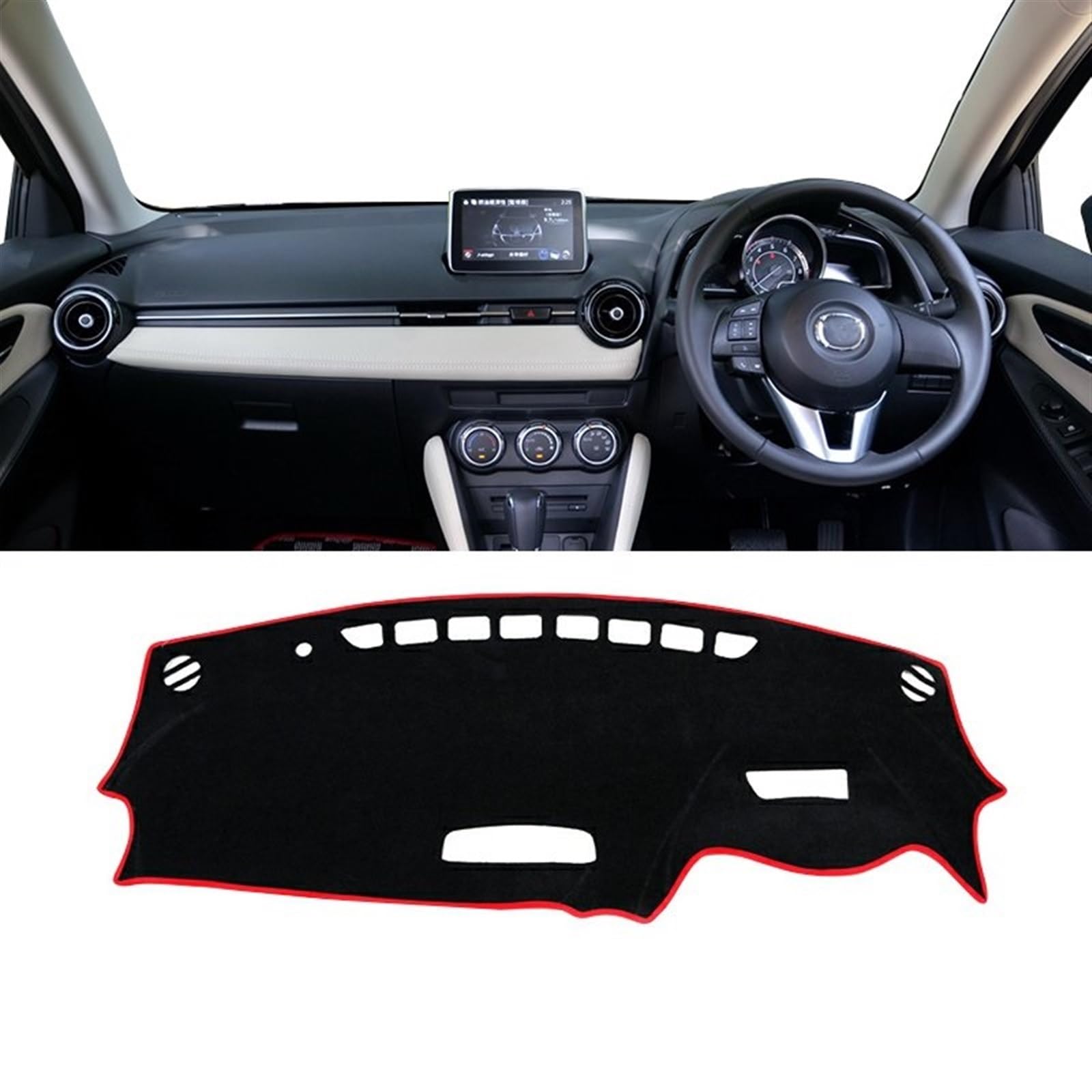 Armaturenbrett Matte Teppich Für Mazda CX-3 CX 3 CX3 2014 2015 2016 2017 2018 2019 2020 2021 2022 2023 Auto-Armaturenbrett-Abdeckung, Anti-UV-Anti-Rutsch-Matten Shade Board Pad(A RHD Red Side) von Feoosvx