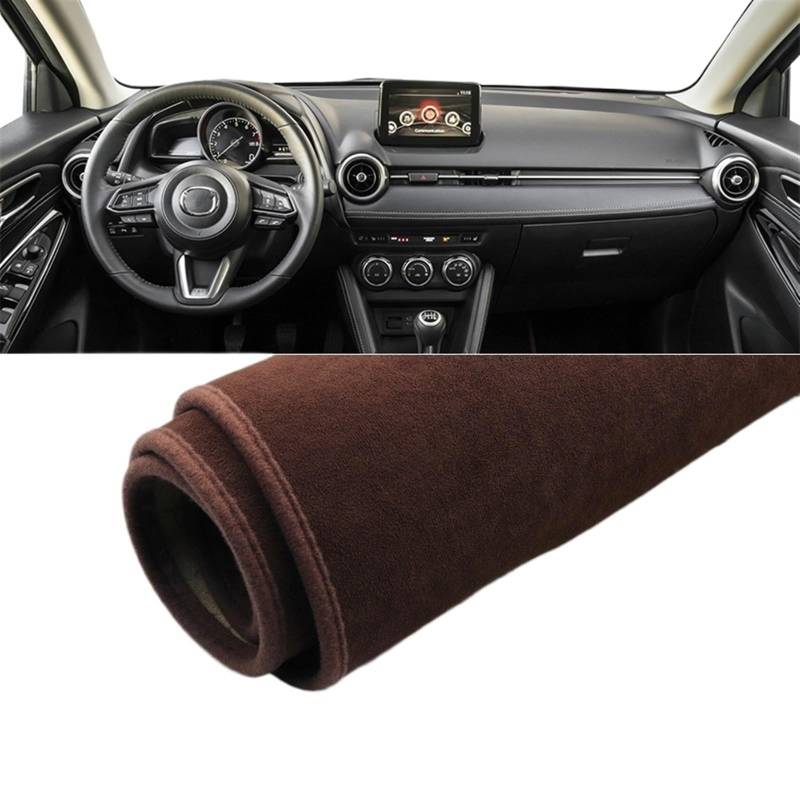 Armaturenbrett Matte Teppich Für Mazda CX-3 CX 3 CX3 2014 2015 2016 2017 2018 2019 2020 2021 2022 2023 Auto-Armaturenbrett-Abdeckung, Anti-UV-Anti-Rutsch-Matten Shade Board Pad(B LHD Brown) von Feoosvx