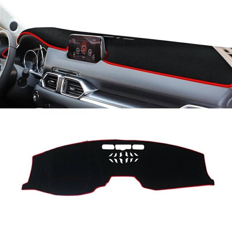 Armaturenbrett Matte Teppich Für Mazda CX-5 CX5 CX 5 KF 2017 2018 2019 2020 2021 2022 2023 Auto Armaturenbrett Abdeckung Anti-Uv Nicht-Slip Matte Instrument Panel Shade Board Pad(A LHD Red Side) von Feoosvx