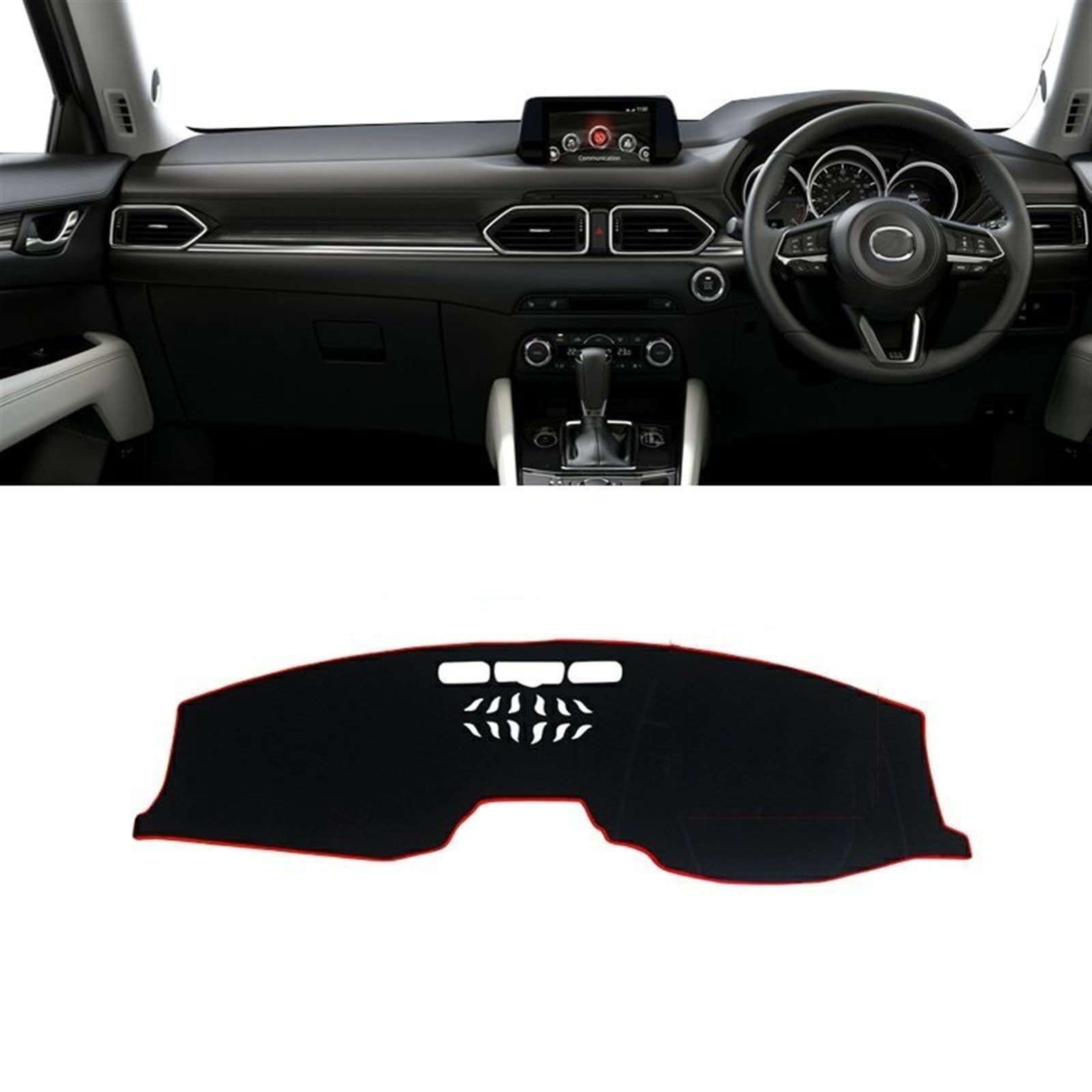 Armaturenbrett Matte Teppich Für Mazda CX-5 CX5 CX 5 KF 2017 2018 2019 2020 2021 2022 2023 Auto Armaturenbrett Abdeckung Anti-Uv Nicht-Slip Matte Instrument Panel Shade Board Pad(A RHD Red Side) von Feoosvx