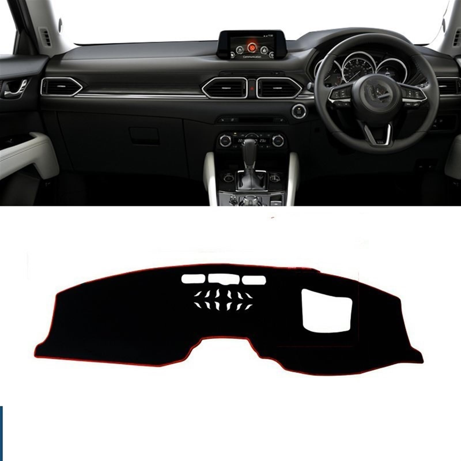 Armaturenbrett Matte Teppich Für Mazda CX-5 CX5 CX 5 KF 2017 2018 2019 2020 2021 2022 2023 Auto Armaturenbrett Abdeckung Anti-Uv Nicht-Slip Matte Instrument Panel Shade Board Pad(A with HUD Red RHD) von Feoosvx