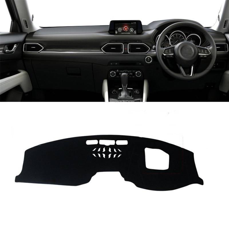 Armaturenbrett Matte Teppich Für Mazda CX-5 CX5 CX 5 KF 2017 2018 2019 2020 2021 2022 2023 Auto Armaturenbrett Abdeckung Anti-Uv Nicht-slip Matte Instrument Panel Shade Board Pad(A With HUD Black RHD) von Feoosvx