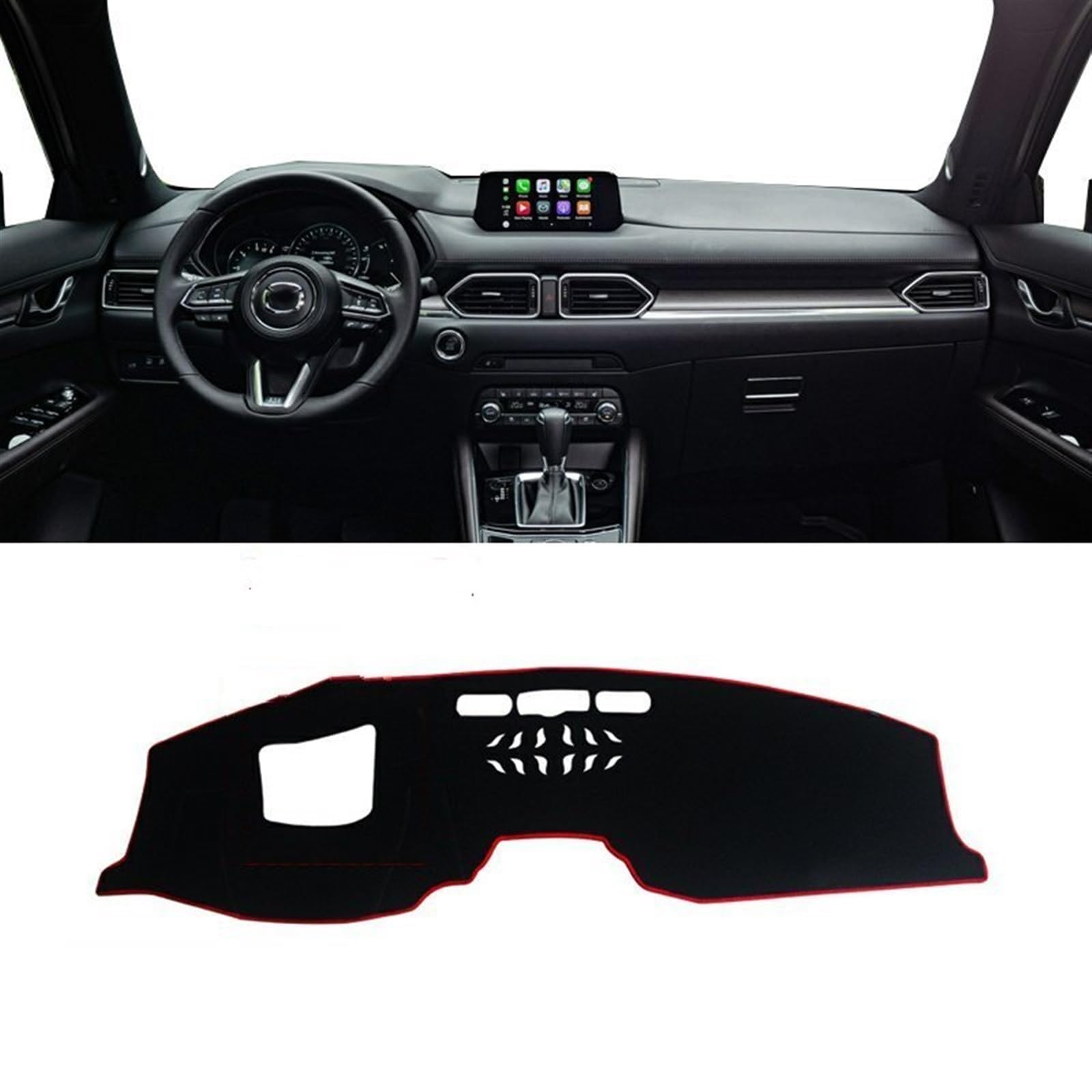 Armaturenbrett Matte Teppich Für Mazda CX-8 CX8 CX 8 KG 2017 2018 2019 2020 2021 2022 2023 Auto Armaturenbrett Abdeckung rutschfeste Matten Instrument Teppich Shade Board Pad(A LHD with HUD Red) von Feoosvx