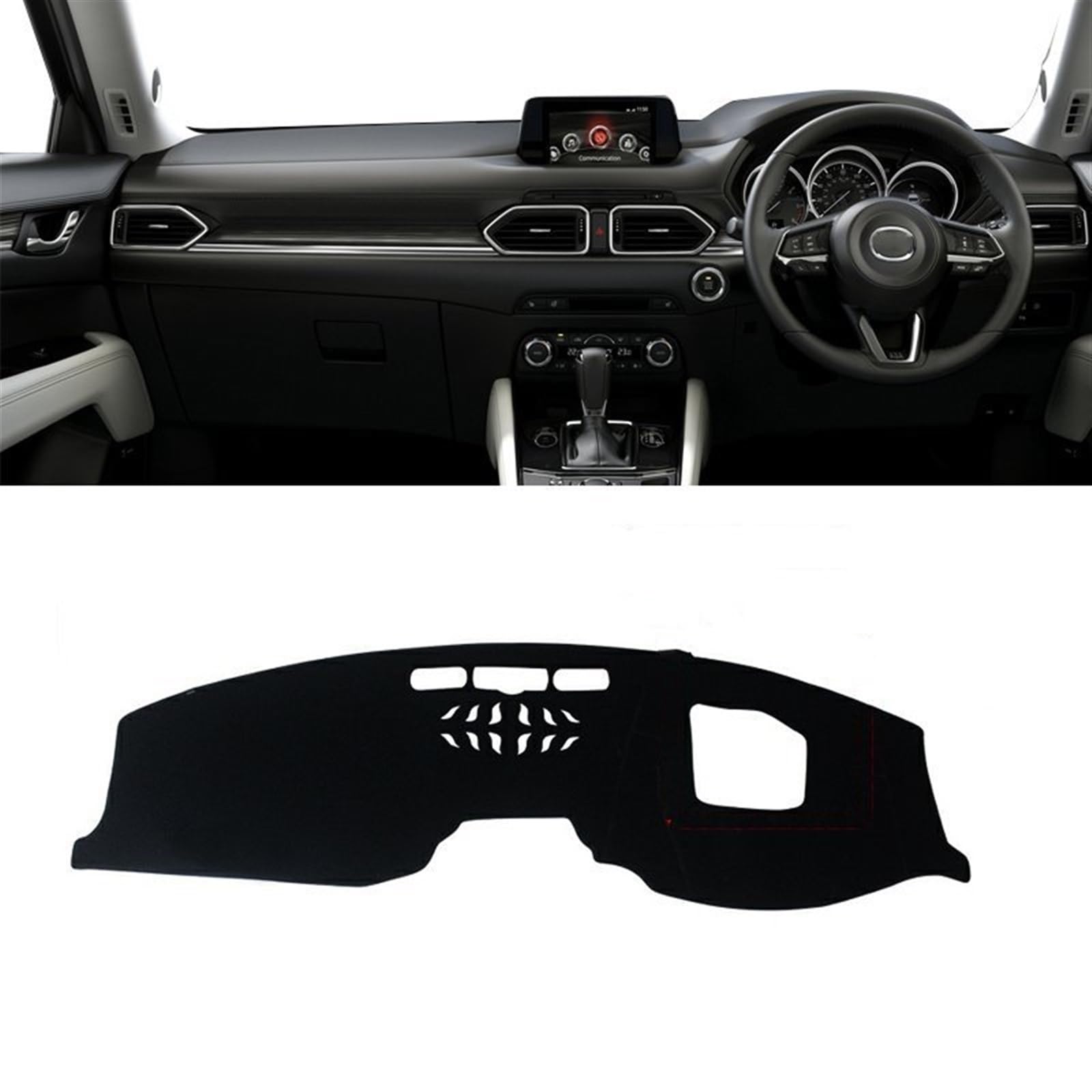 Armaturenbrett Matte Teppich Für Mazda CX-8 CX8 CX 8 KG 2017 2018 2019 2020 2021 2022 2023 Auto Armaturenbrett Abdeckung rutschfeste Matten Instrument Teppich Shade Board Pad(A RHD with HUD Black) von Feoosvx