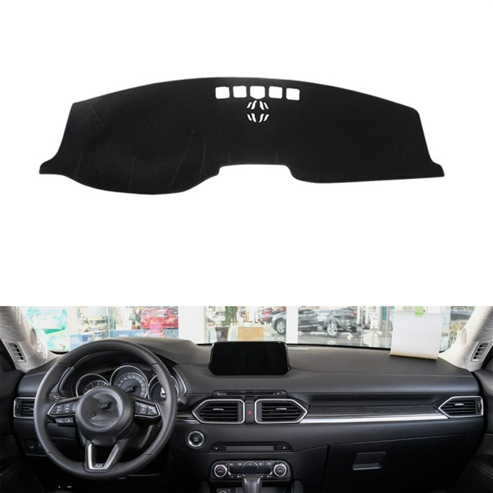 Armaturenbrett Matte Teppich Für Mazda Cx-5 Cx-8 2017 2018 2019 Rechts- Und Linkslenker Auto Armaturenbrett Abdeckungen Matte Schatten Kissen Pad Teppiche Shade Board Pad(Red Edge,Linkslenker) von Feoosvx