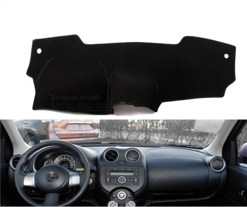 Armaturenbrett Matte Teppich Für Nissan Für MÄRZ Für Micra K13 2010-2016 Rechts- Und Linkslenker Auto Armaturenbrett Abdeckungen Matte Schatten Kissen Pad Teppiche Shade Board Pad(Black Edge,Linkslenk von Feoosvx