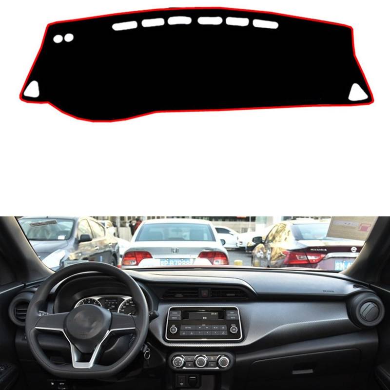 Armaturenbrett Matte Teppich Für Nissan Für Qashqai 2014-2017 Rechts- Und Linkslenker Auto Armaturenbrett Abdeckungen Matte Schatten Kissen Pad Teppiche Shade Board Pad(Black Edge,Linkslenker) von Feoosvx