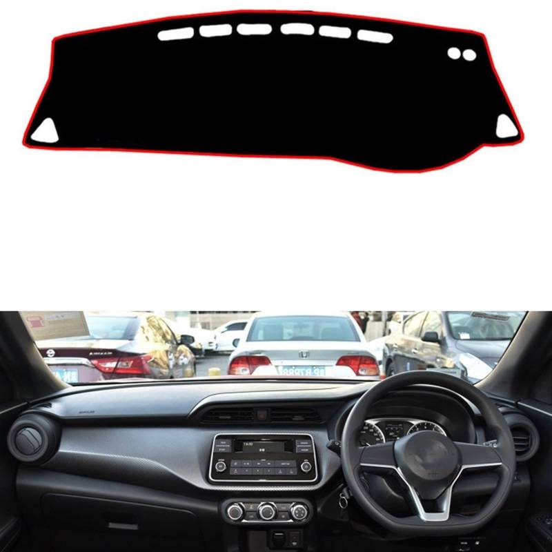 Armaturenbrett Matte Teppich Für Nissan Für Qashqai 2014-2017 Rechts- Und Linkslenker Auto Armaturenbrett Abdeckungen Matte Schatten Kissen Pad Teppiche Shade Board Pad(Black Edge,Rechtslenker) von Feoosvx