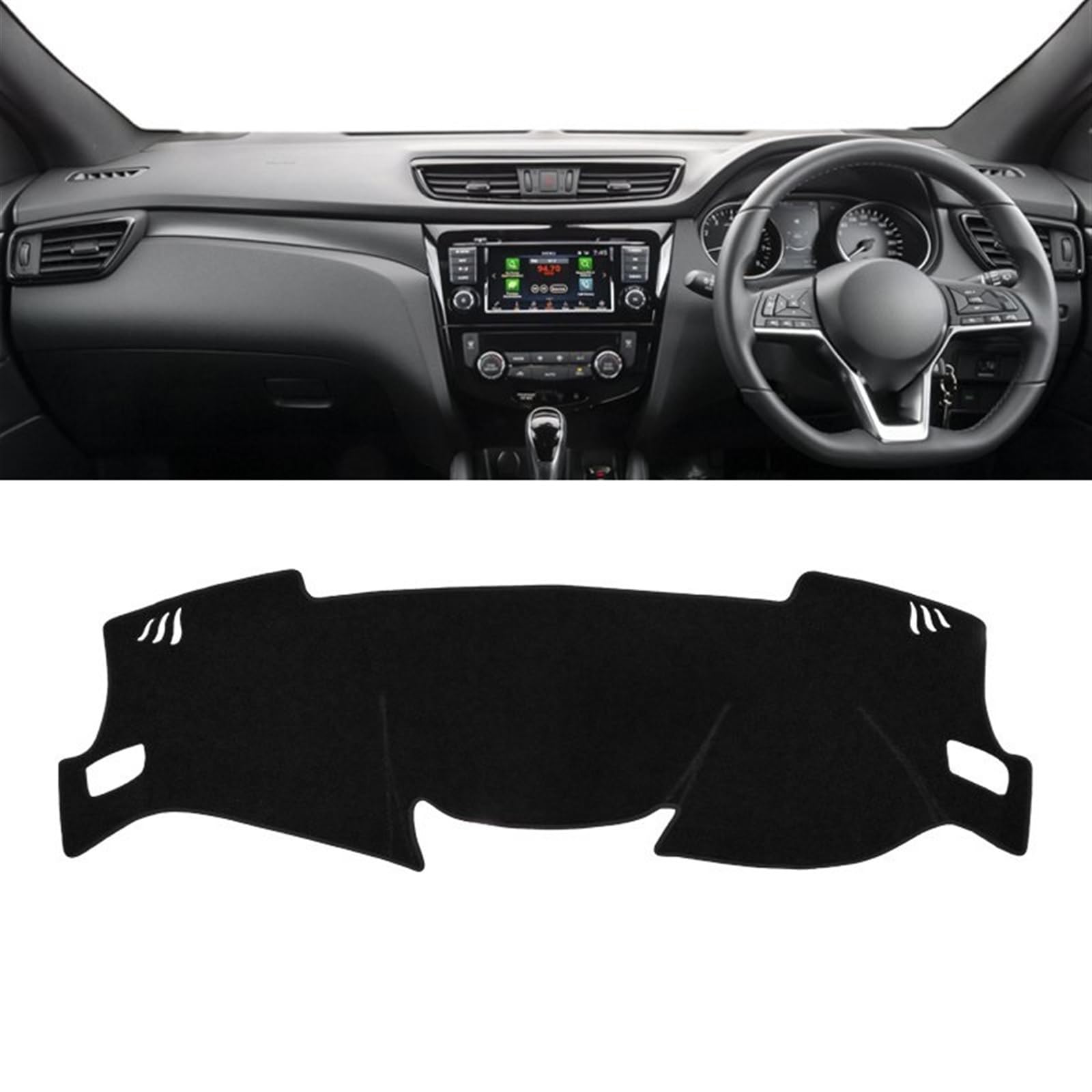 Armaturenbrett Matte Teppich Für Nissan Für Qashqai J11 2014 2015 2016 2017 2018 2019 2020 Auto Armaturenbrett Abdeckung rutschfeste Matte Instrument Teppich DashMat Shade Board Pad(A RHD Black Side) von Feoosvx