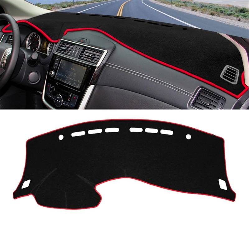 Armaturenbrett Matte Teppich Für Nissan Für Tiida Pulsar C12 2012 2013 2014 2015 2016 2017 2018 2019 Auto Dashboard Abdeckung Matte Instrument Panel Teppiche Shade Board Pad(A LHD Red Side) von Feoosvx