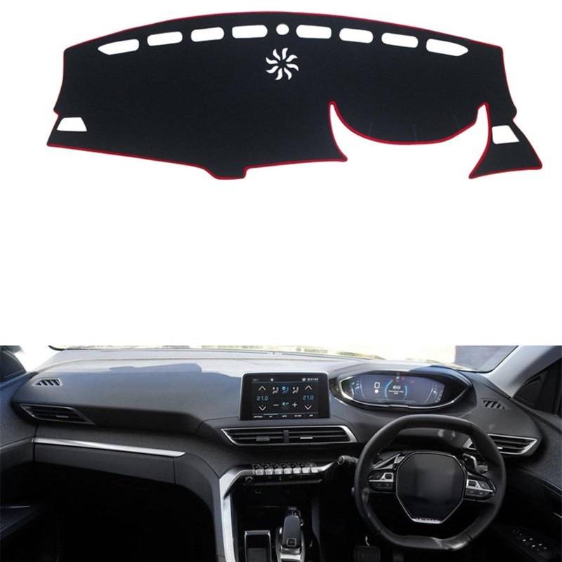 Armaturenbrett Matte Teppich Für Peugeot 3008 5008 2017-2019 Auto Dashboard Vermeiden Licht Pad Instrument Plattform Schreibtisch Abdeckung Matten Teppiche Shade Board Pad(RHD Red Side) von Feoosvx