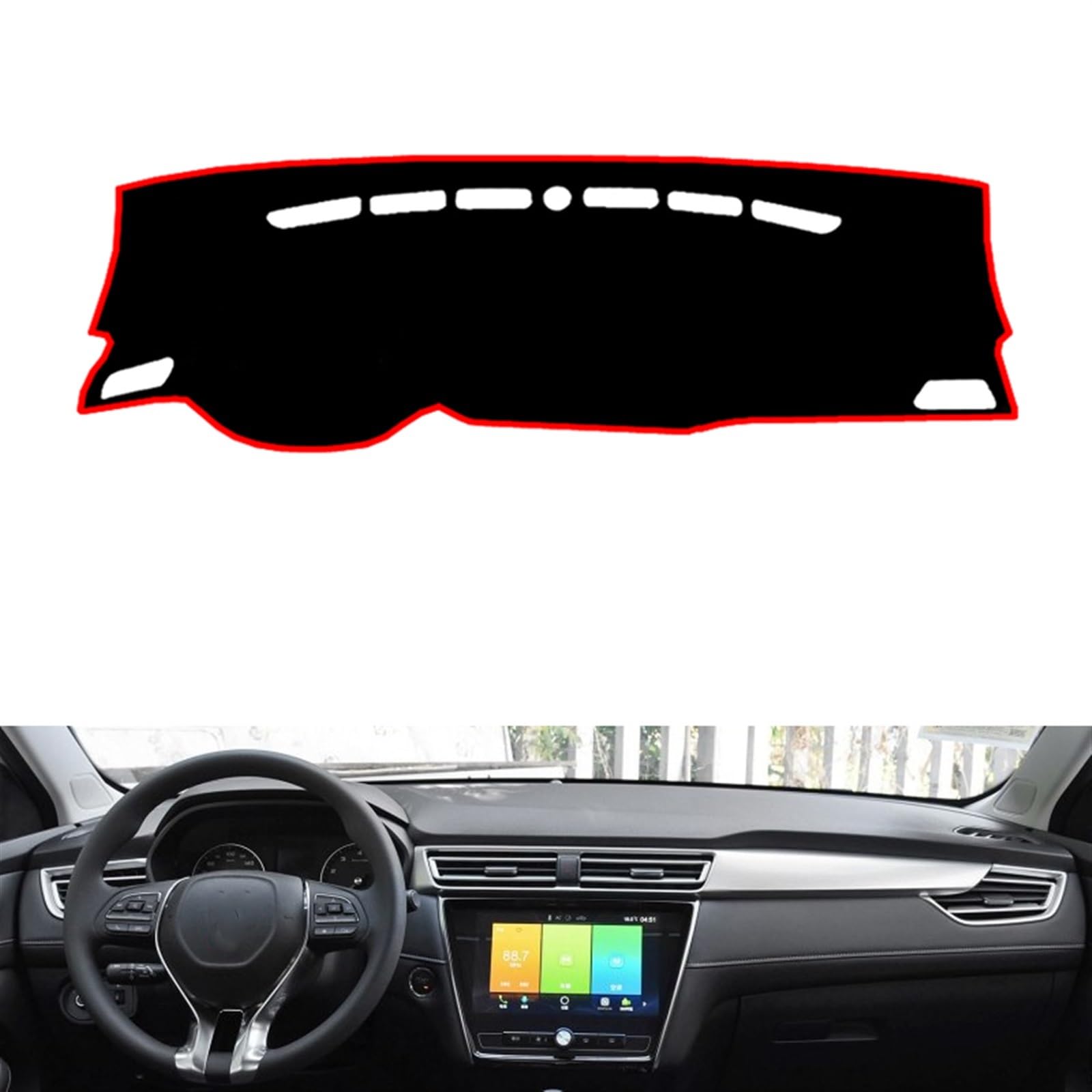 Armaturenbrett Matte Teppich Für Roewe I5 EI5 2018 2019 Rechts- und Linkslenker Auto Armaturenbrett Abdeckungen Matte Schatten Kissen Pad Teppiche Shade Board Pad(Red Edge,Linkslenker) von Feoosvx