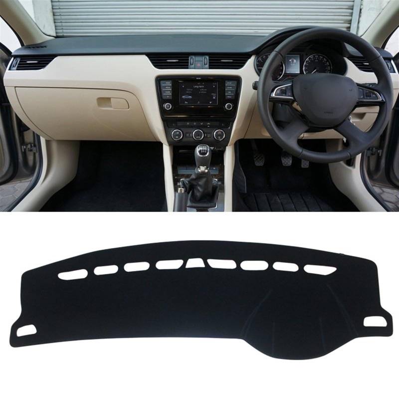 Armaturenbrett Matte Teppich Für Skoda Für Octavia A7 MK3 5E 2015 2016 2017 2018 2019 2020 Auto Dashboard Vermeiden Licht Pad Instrument Abdeckung Matte Teppiche Shade Board Pad(RHD Black Side) von Feoosvx