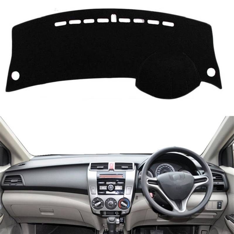 Armaturenbrett Matte Teppich Für Stadt 2008 2009 2010 2011 2012 2013 2014 Auto Dashboard Abdeckung Dash Matte Instrument Sonnenschirm Teppich Anti-Glare Shade Board Pad(Black(Red Edge),Rechtslenker) von Feoosvx