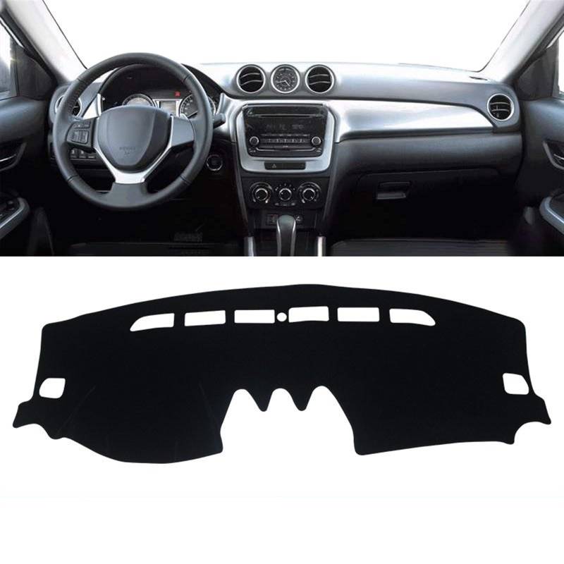 Armaturenbrett Matte Teppich Für Suzuki Für Vitara LY 2015 2016 2017 2018 2019 2020 2021 2022 Auto Dashboard Abdeckung Vermeiden Licht Matte Instrument Teppich Shade Board Pad(A LHD Black Side) von Feoosvx