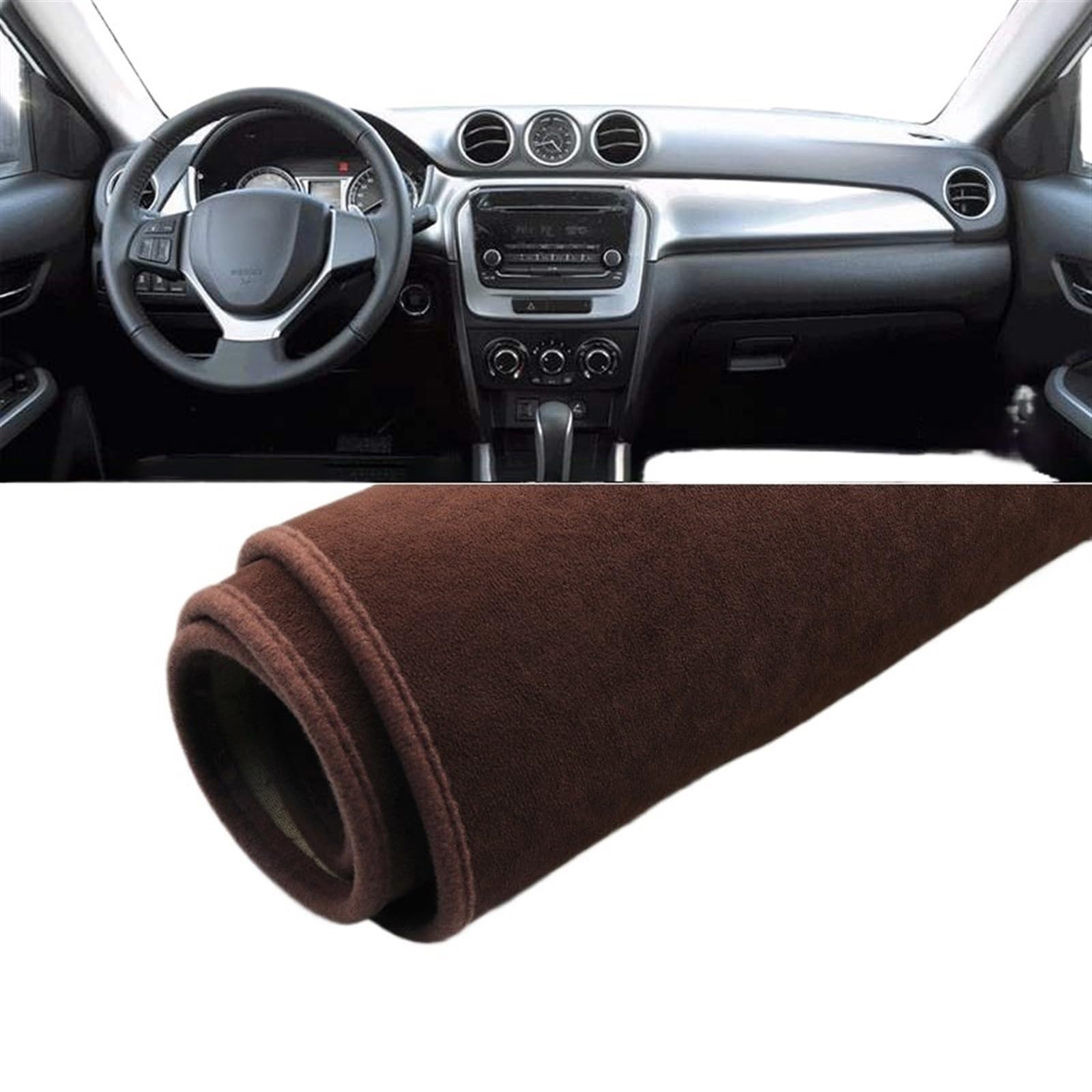 Armaturenbrett Matte Teppich Für Suzuki Für Vitara LY 2015 2016 2017 2018 2019 2020 2021 2022 Auto Dashboard Abdeckung Vermeiden Licht Matte Instrument Teppich Shade Board Pad(B LHD Brown) von Feoosvx