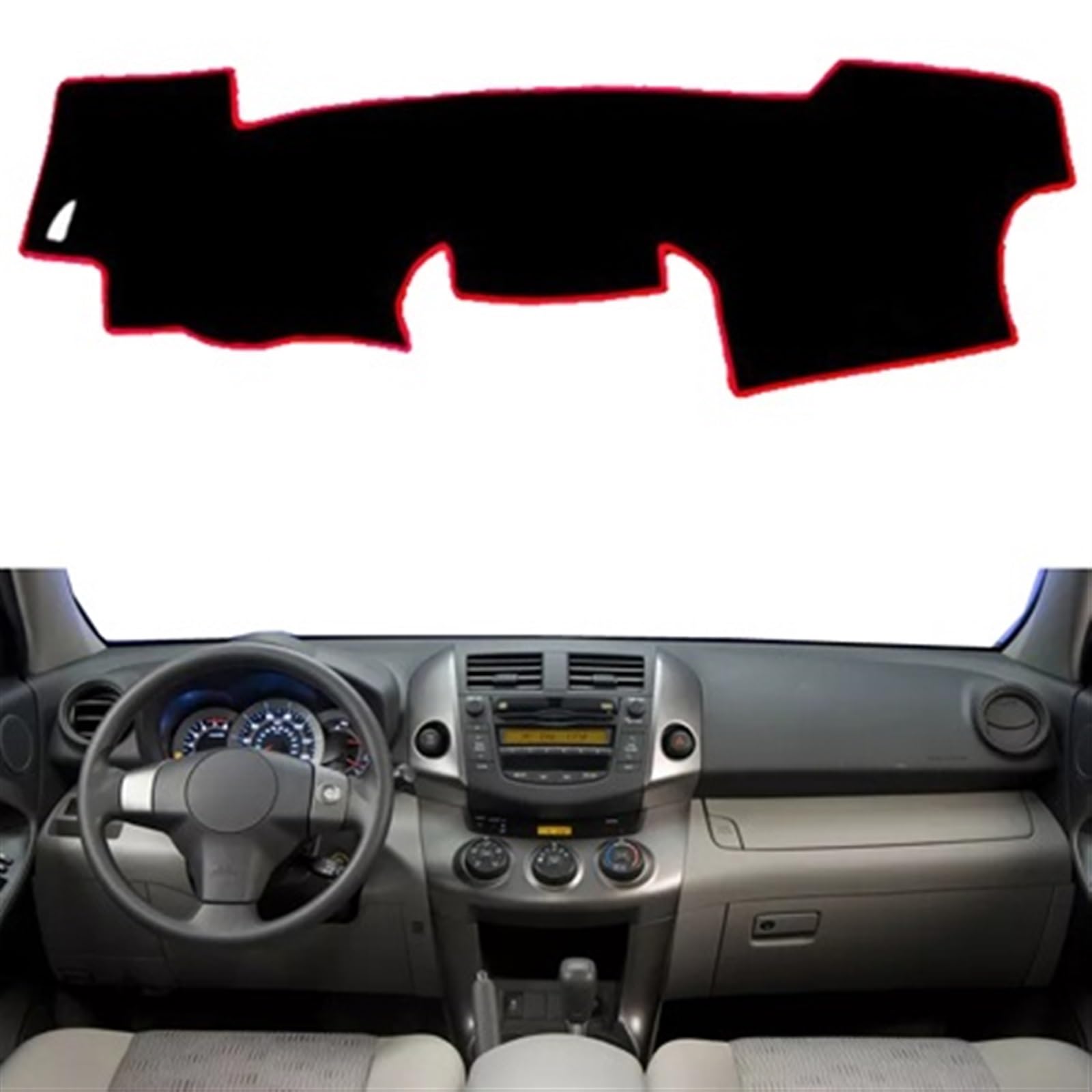 Armaturenbrett Matte Teppich Für Toyota Alt Für RAV4 2006 2007 2008 2009 2010 2011 2012 Sonnenschutz DashMat Dash Board Abdeckung Teppich Auto armaturenbrett Abdeckung Shade Board Pad(Red LHD) von Feoosvx